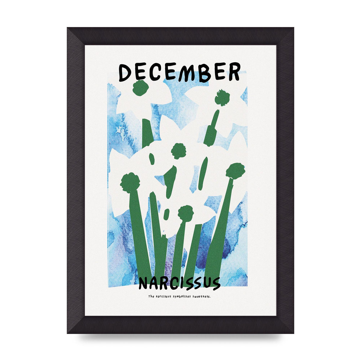 Birth Month Flower Series December Printed Poster - A4 framed