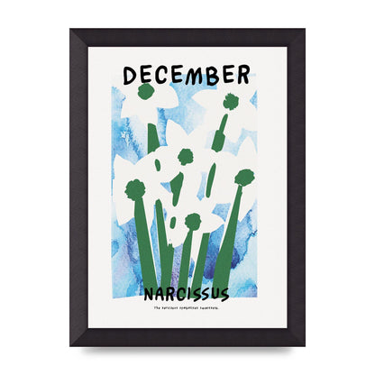 Birth Month Flower Series December Printed Poster - A4 framed