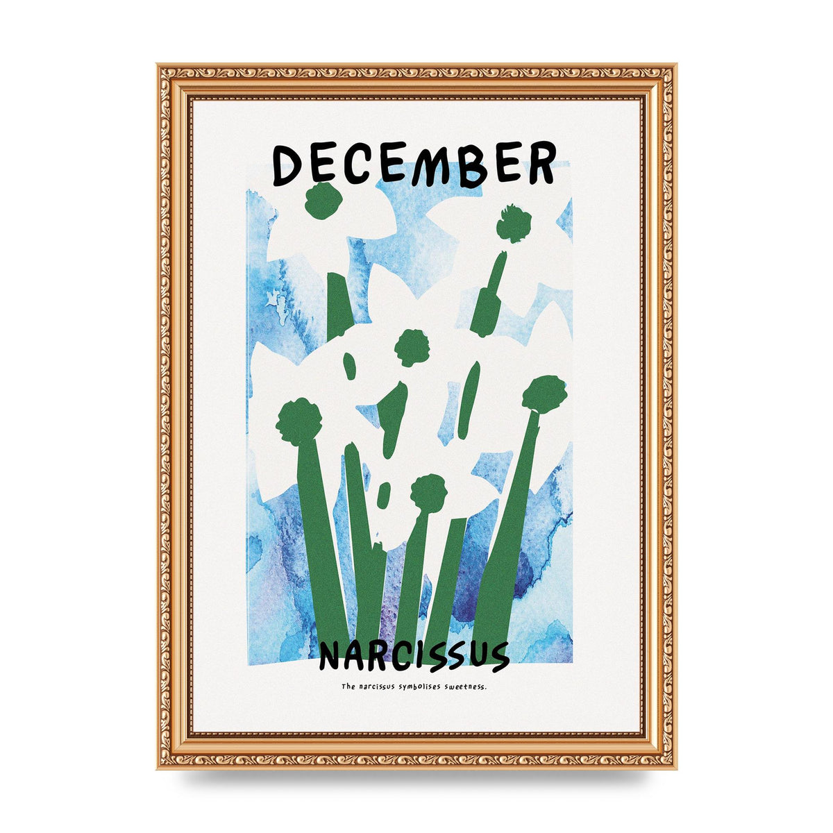 Birth Month Flower Series December Printed Poster - A4 framed