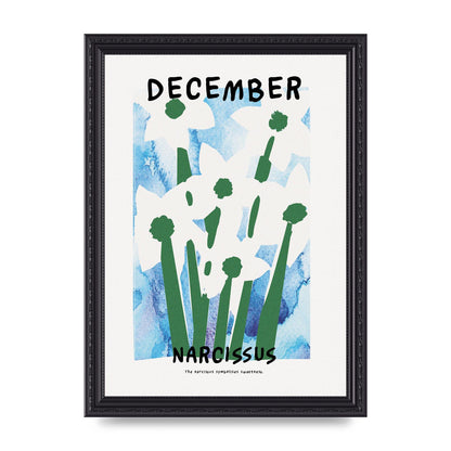 Birth Month Flower Series December Printed Poster - A4 framed