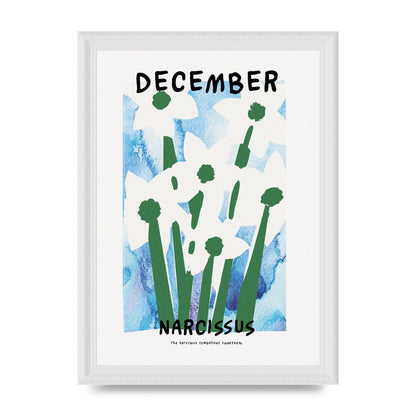 Birth Month Flower Series December Printed Poster - A4 framed