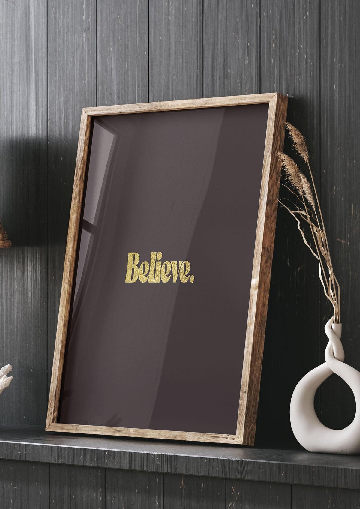 Gold Inspirational Quote Believe" Art For The Home - living room 3