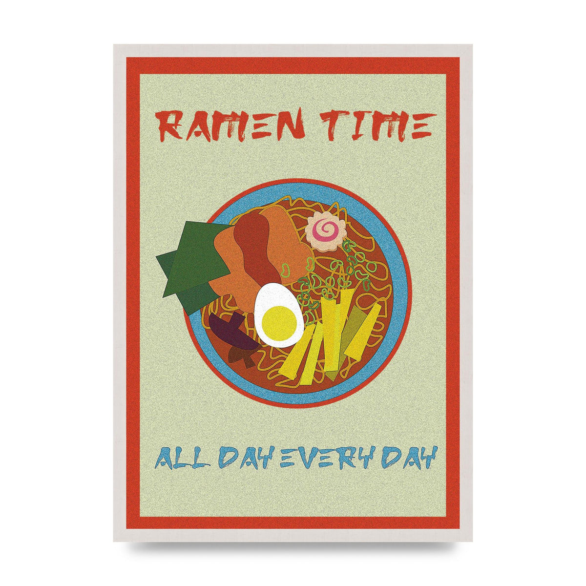 Retro Ramen Time Food Illustration Wall Art - A2 framed