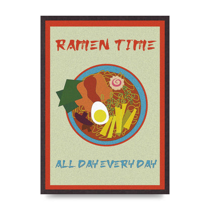 Retro Ramen Time Food Illustration Wall Art - A2 framed