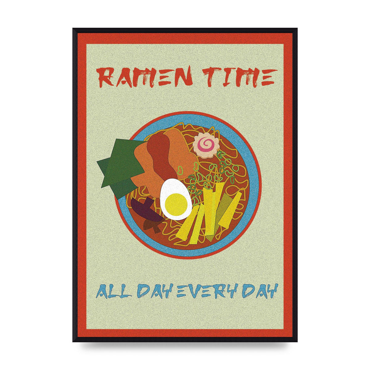 Retro Ramen Time Food Illustration Wall Art - A2 framed
