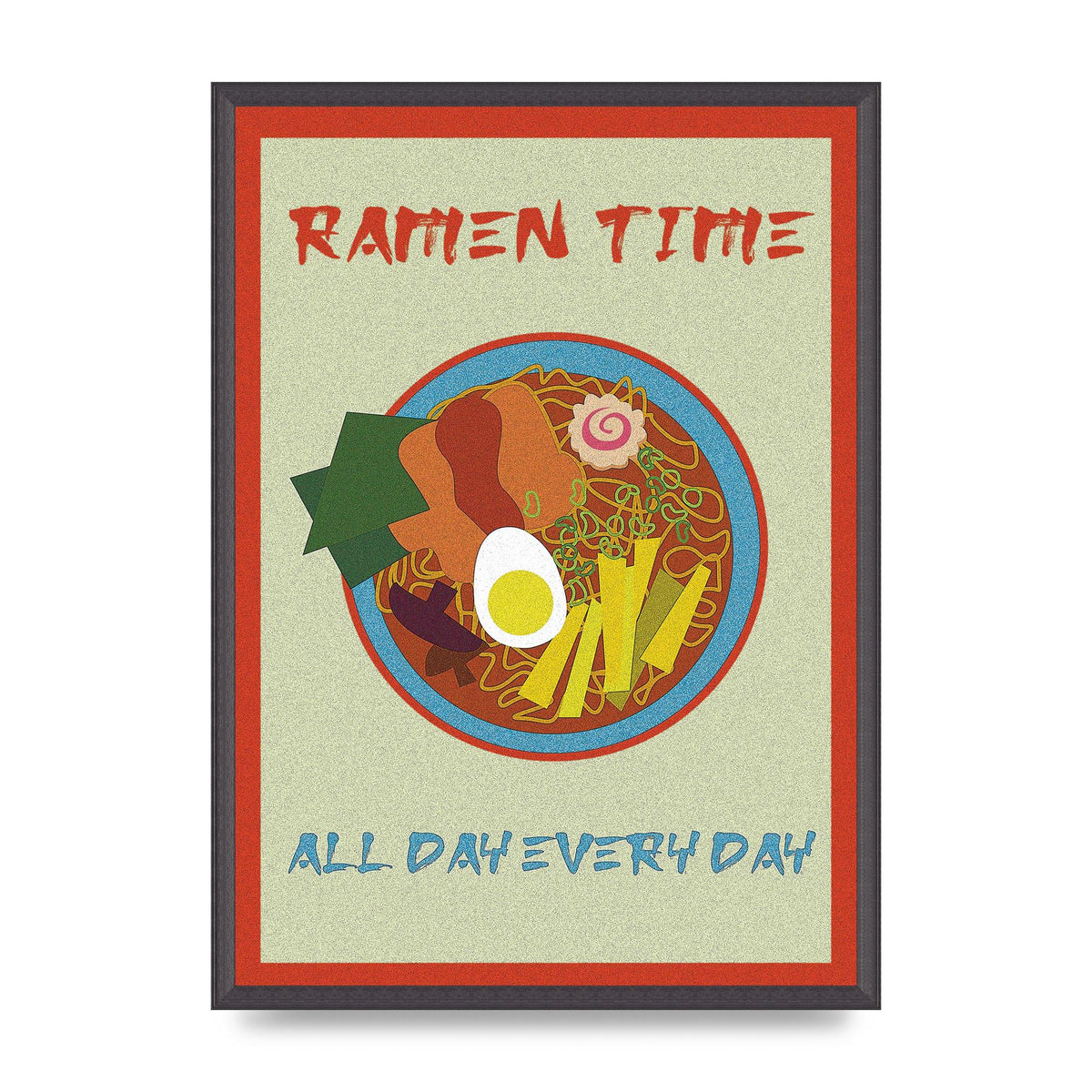 Retro Ramen Time Food Illustration Wall Art - A2 framed