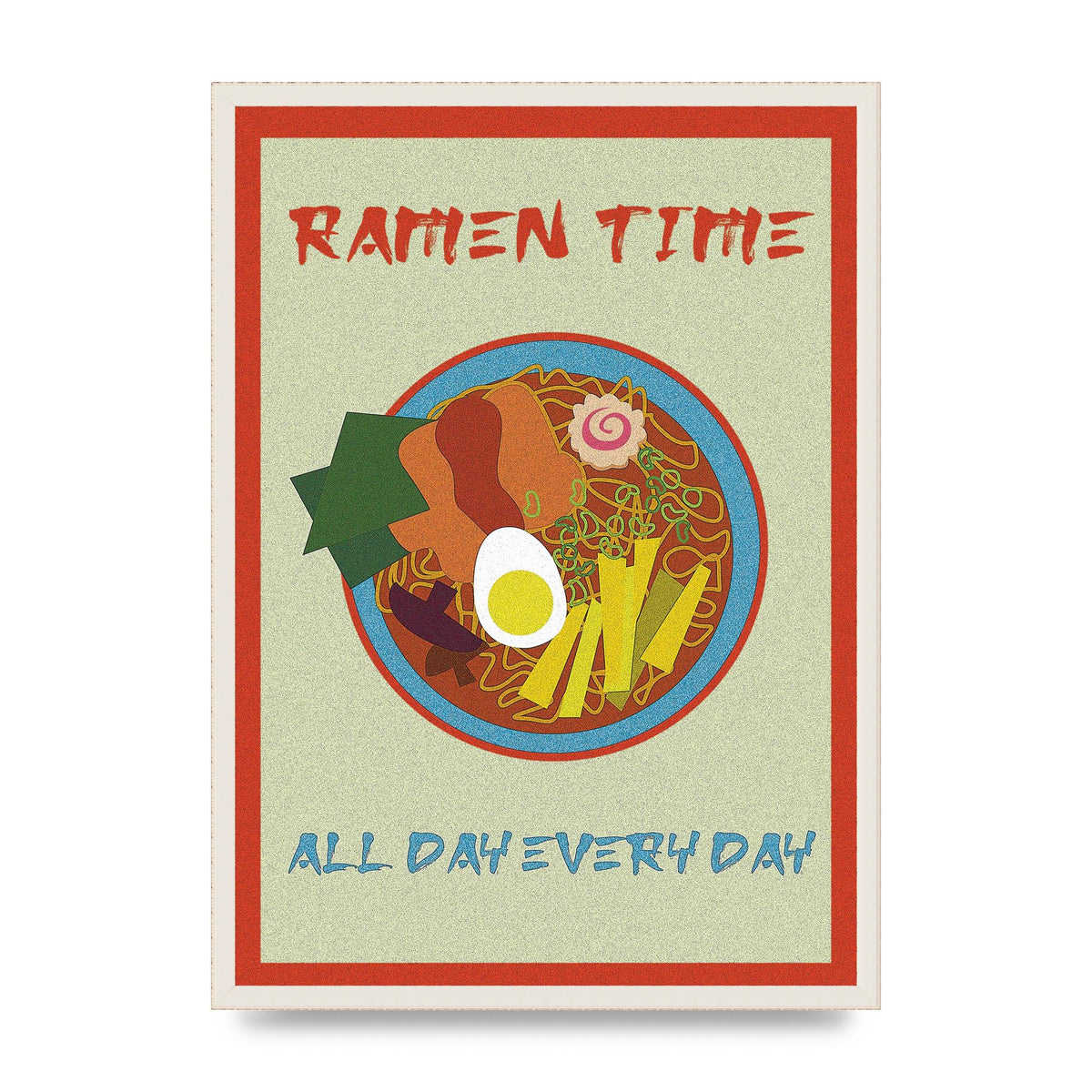 Retro Ramen Time Food Illustration Wall Art - A2 framed