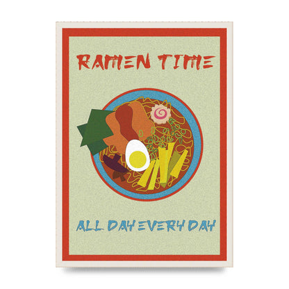 Retro Ramen Time Food Illustration Wall Art - A2 framed