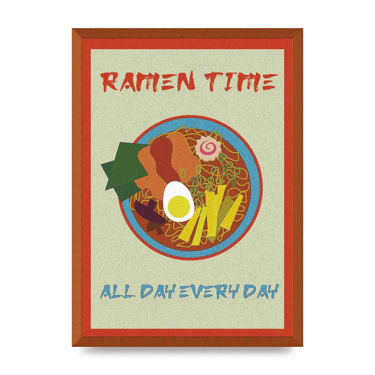 Retro Ramen Time Food Illustration Wall Art - A2 framed