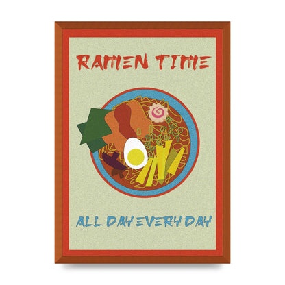 Retro Ramen Time Food Illustration Wall Art - A2 framed