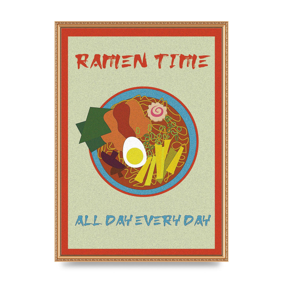 Retro Ramen Time Food Illustration Wall Art - A2 framed