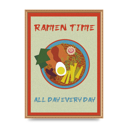 Retro Ramen Time Food Illustration Wall Art - A2 framed