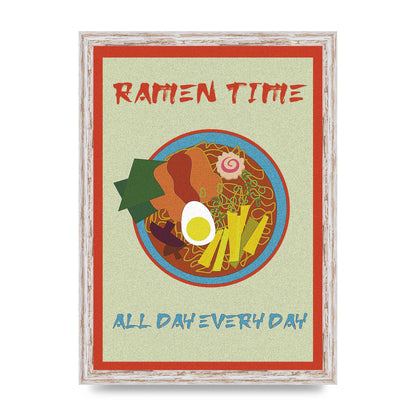 Retro Ramen Time Food Illustration Wall Art - A3 framed