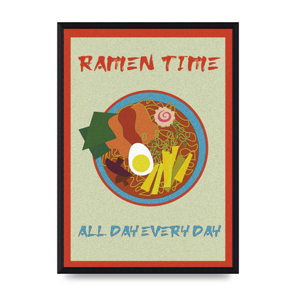 Retro Ramen Time Food Illustration Wall Art - A3 framed