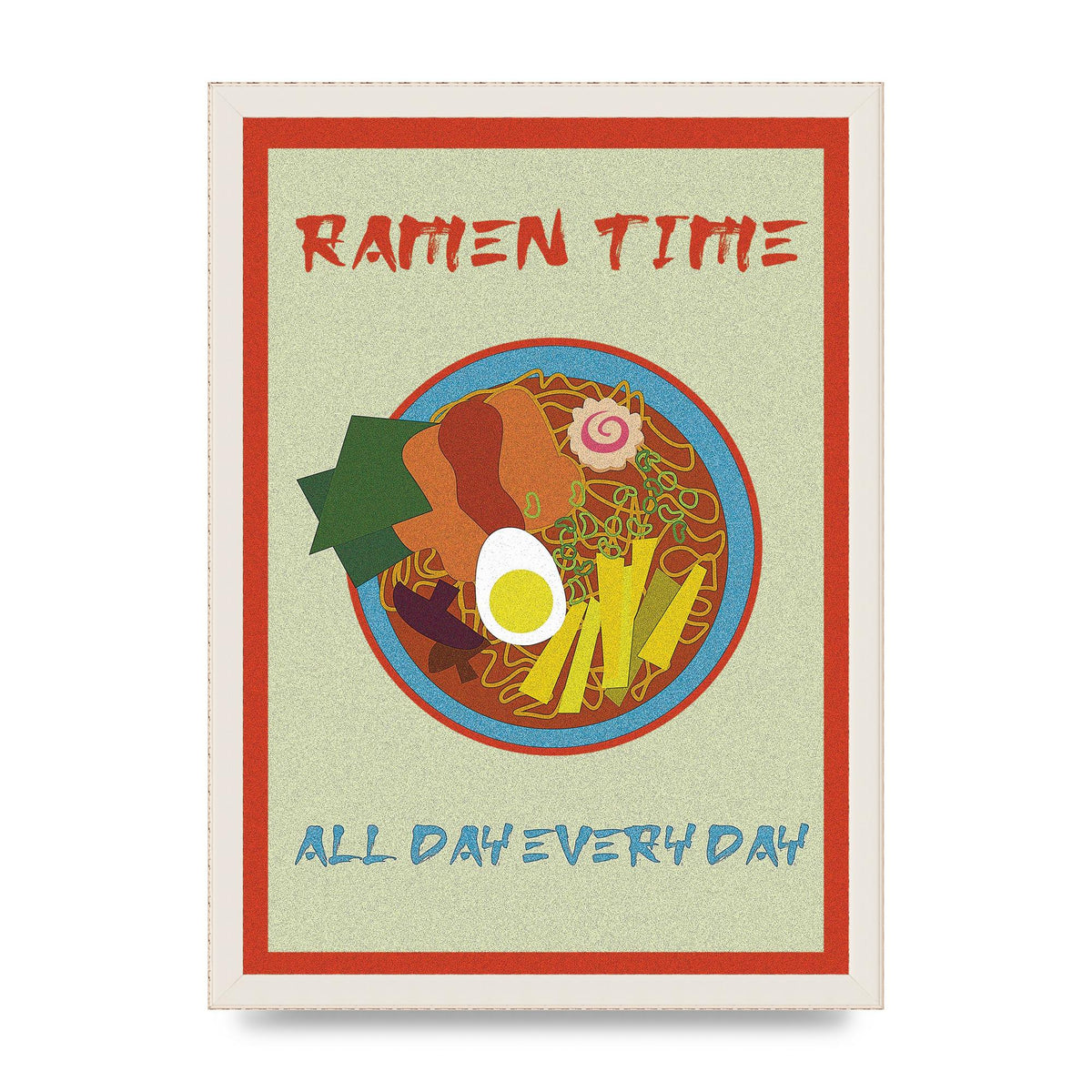 Retro Ramen Time Food Illustration Wall Art - A3 framed