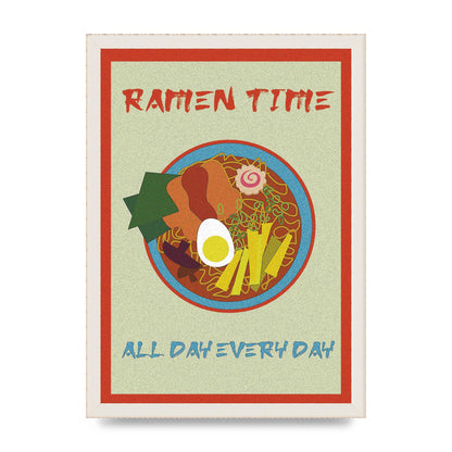 Retro Ramen Time Food Illustration Wall Art - A3 framed