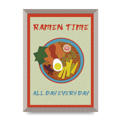 Retro Ramen Time Food Illustration Wall Art - A3 framed