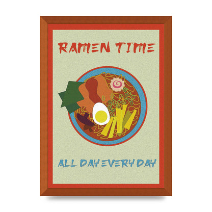 Retro Ramen Time Food Illustration Wall Art - A3 framed