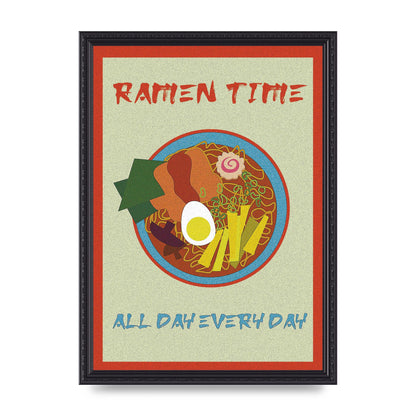 Retro Ramen Time Food Illustration Wall Art - A3 framed