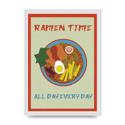 Retro Ramen Time Food Illustration Wall Art - A3 framed