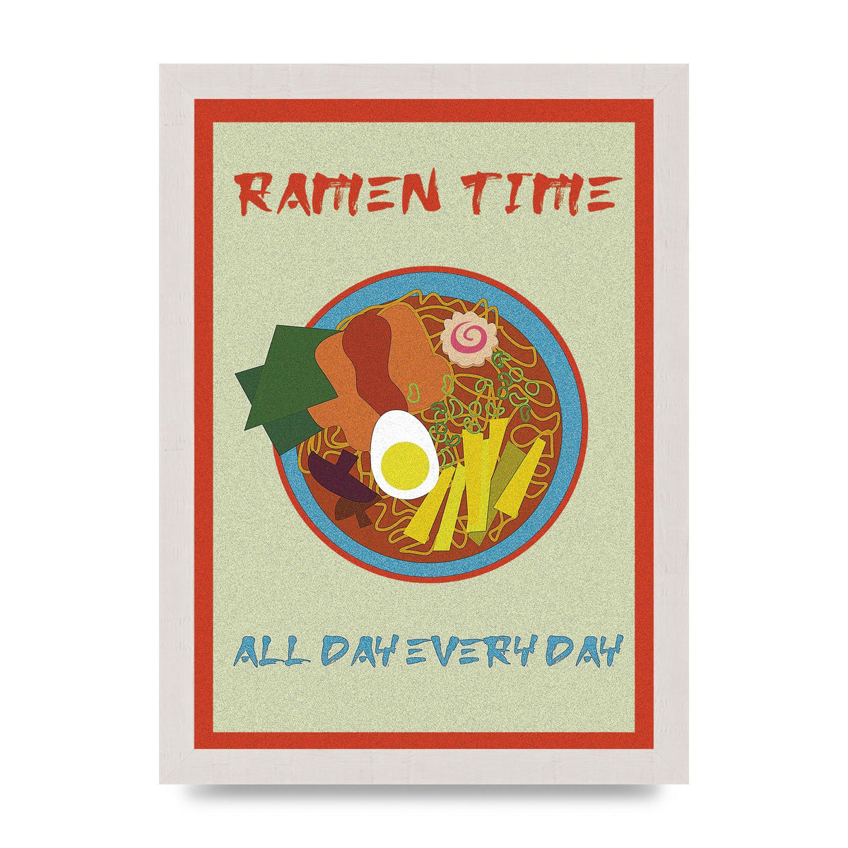 Retro Ramen Time Food Illustration Wall Art - A4 framed