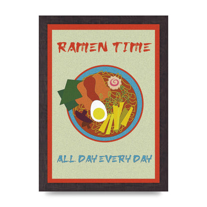 Retro Ramen Time Food Illustration Wall Art - A4 framed