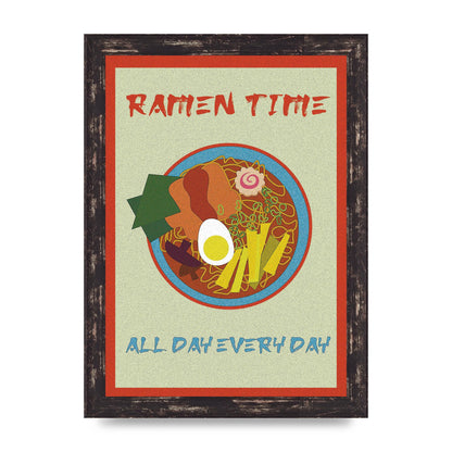 Retro Ramen Time Food Illustration Wall Art - A4 framed