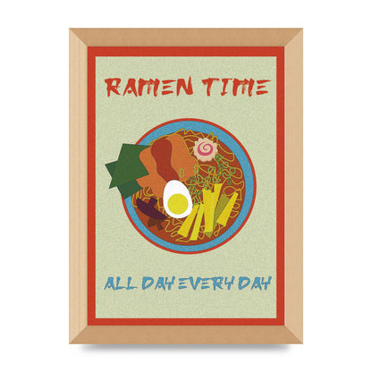 Retro Ramen Time Food Illustration Wall Art - A4 framed