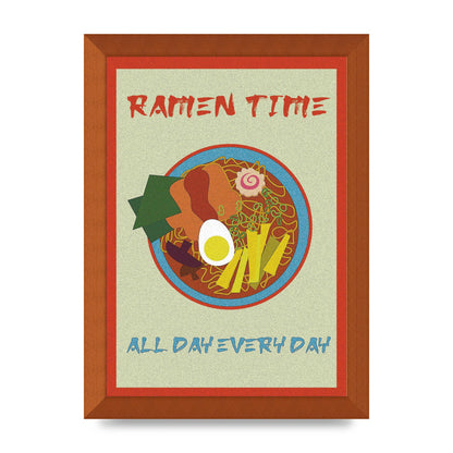 Retro Ramen Time Food Illustration Wall Art - A4 framed