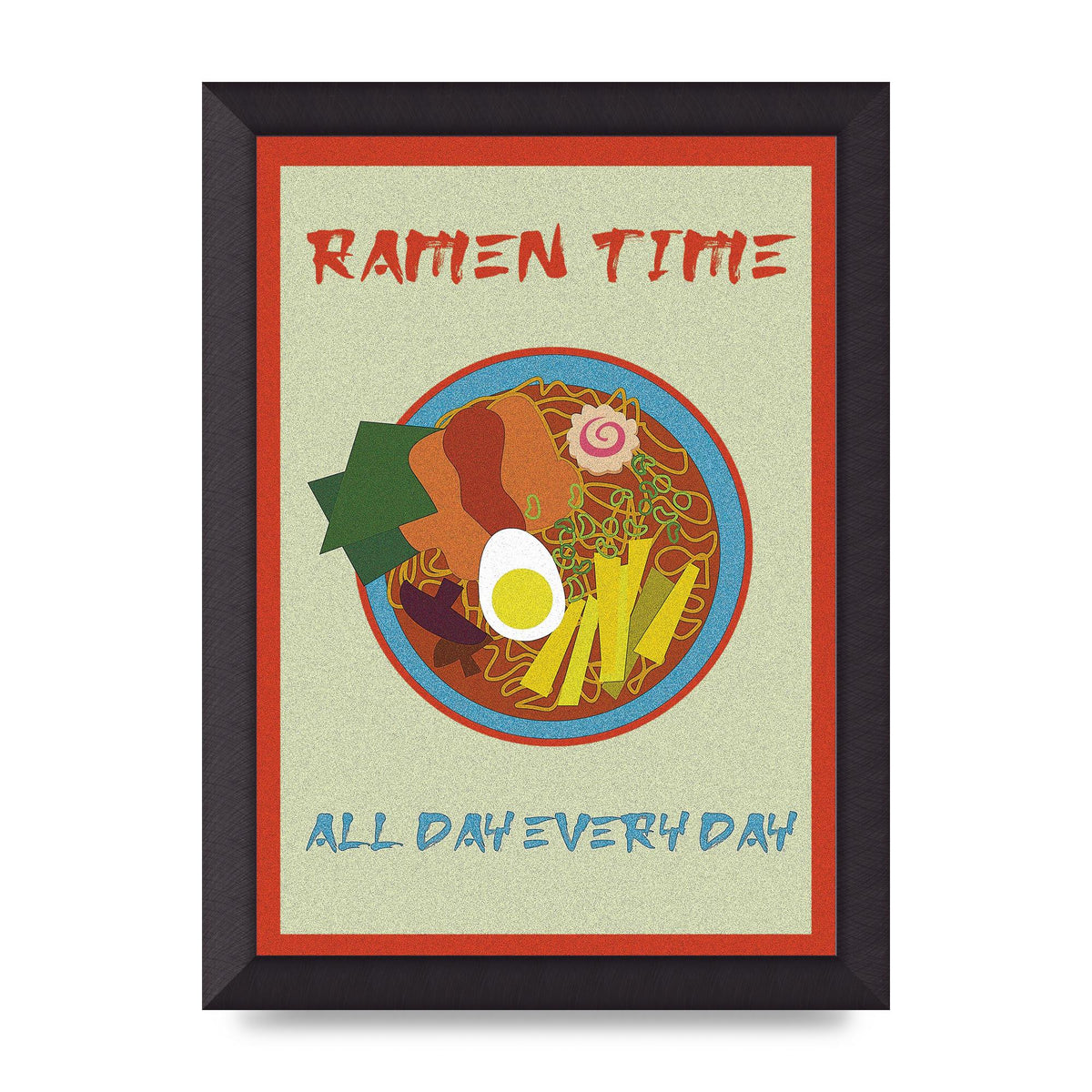 Retro Ramen Time Food Illustration Wall Art - A4 framed