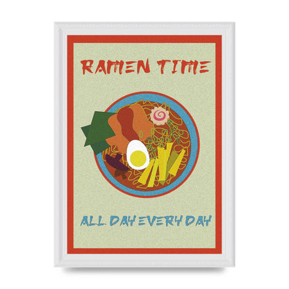 Retro Ramen Time Food Illustration Wall Art - A4 framed
