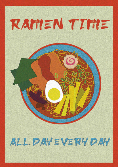 Retro Ramen Time Food Illustration Wall Art - detail