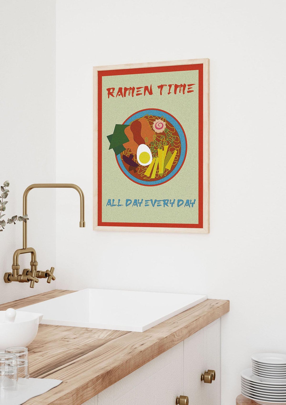 Retro Ramen Time Food Illustration Wall Art - kitchen 3
