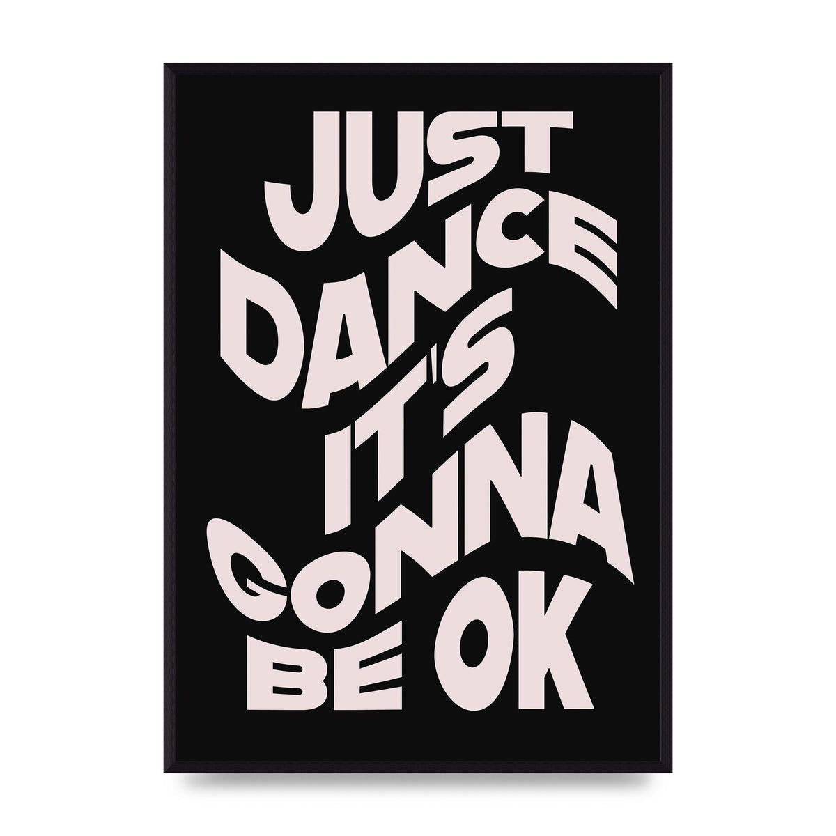Just Dance Black Pink Wave" Printed Poster - A2 framed