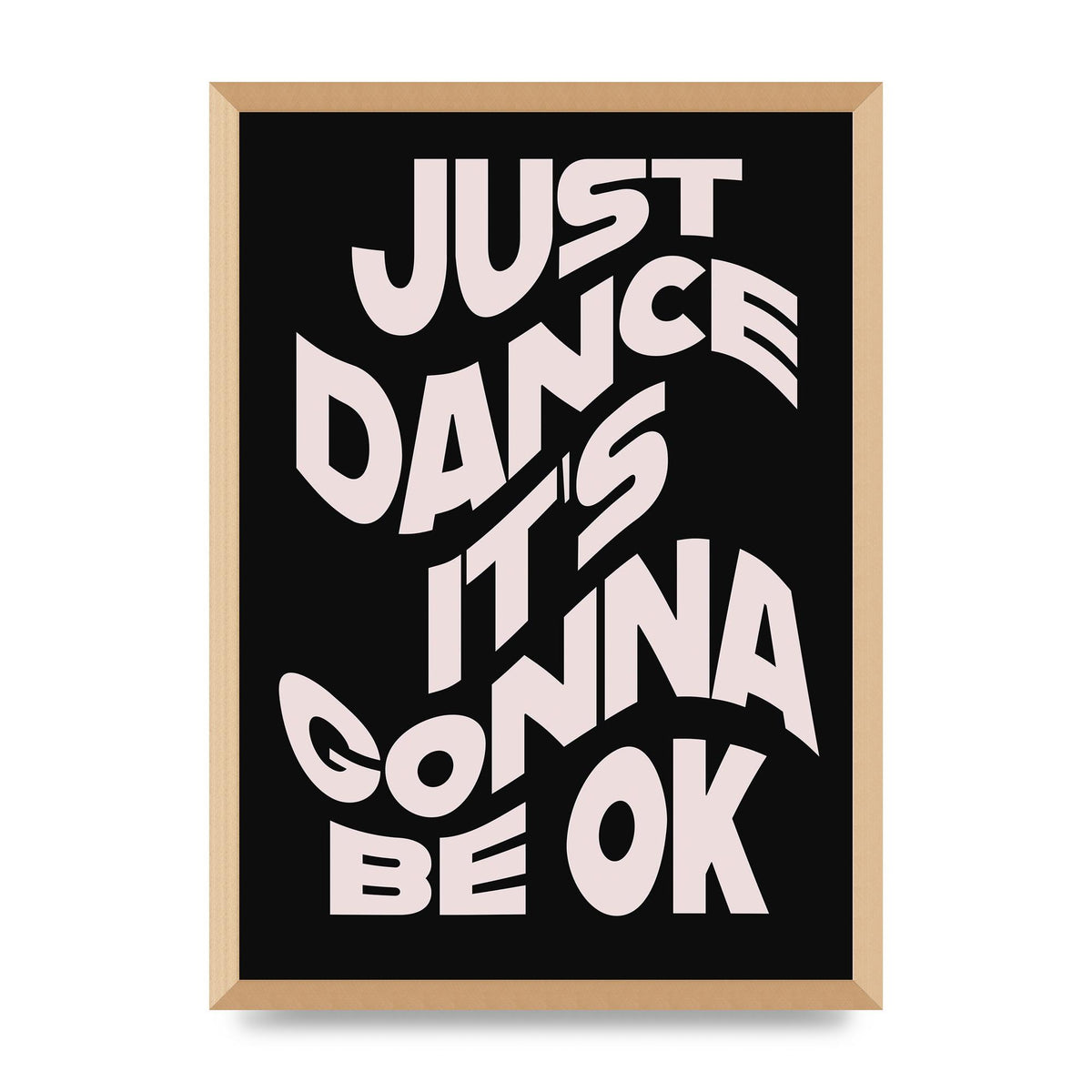 Just Dance Black Pink Wave" Printed Poster - A2 framed