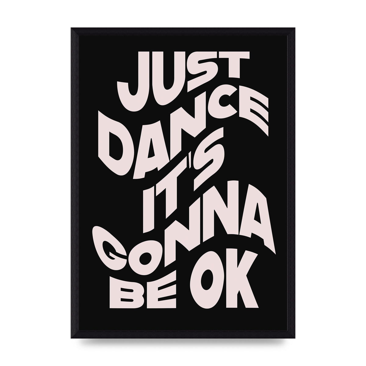 Just Dance Black Pink Wave" Printed Poster - A3 framed
