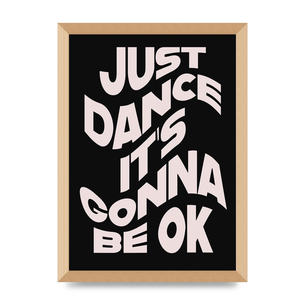 Just Dance Black Pink Wave" Printed Poster - A3 framed
