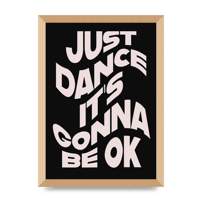Just Dance Black Pink Wave" Printed Poster - A3 framed