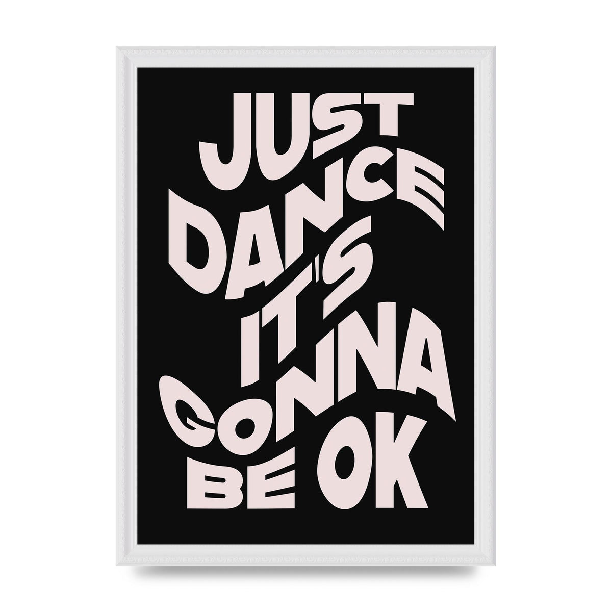 Just Dance Black Pink Wave" Printed Poster - A3 framed