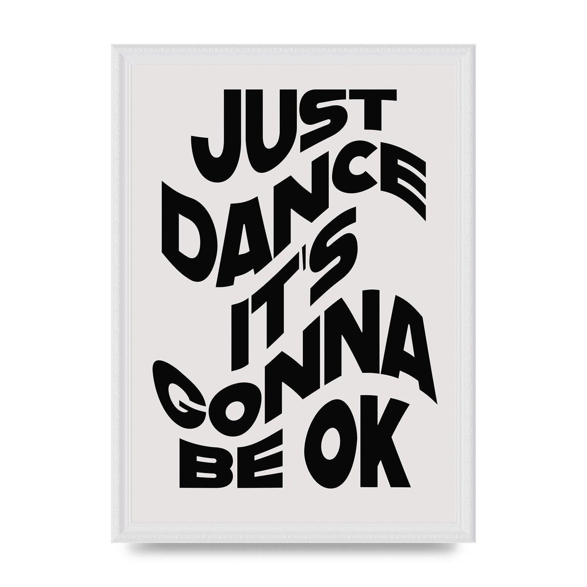 Just Dance Black White Wave" Wall Art - A3 framed