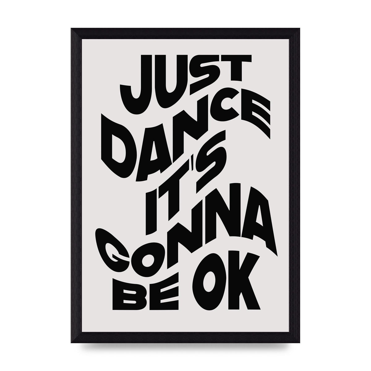 Just Dance Black White Wave" Wall Art - A4 framed