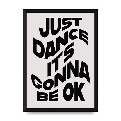 Just Dance Black White Wave" Wall Art - A4 framed