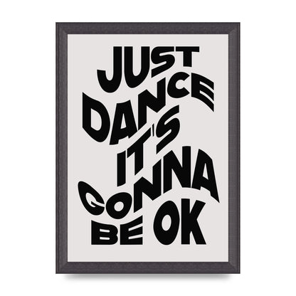 Just Dance Black White Wave" Wall Art - A4 framed