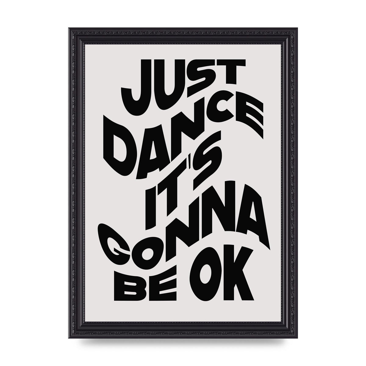 Just Dance Black White Wave" Wall Art - A4 framed