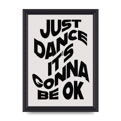 Just Dance Black White Wave" Wall Art - A4 framed