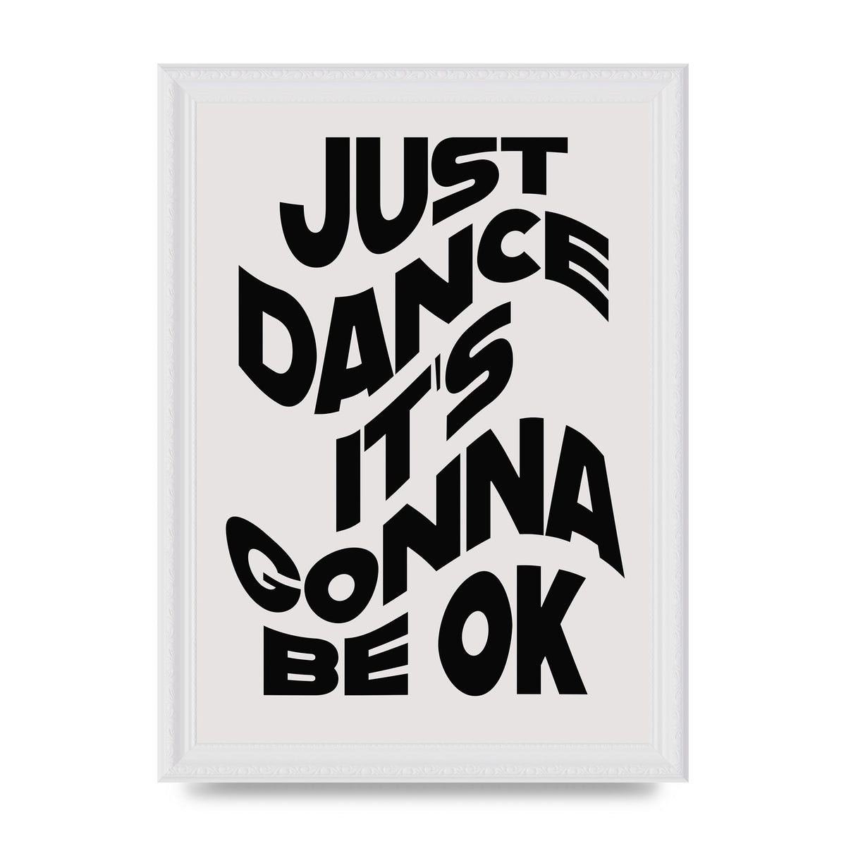 Just Dance Black White Wave" Wall Art - A4 framed