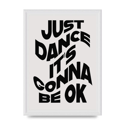 Just Dance Black White Wave" Wall Art - A4 framed