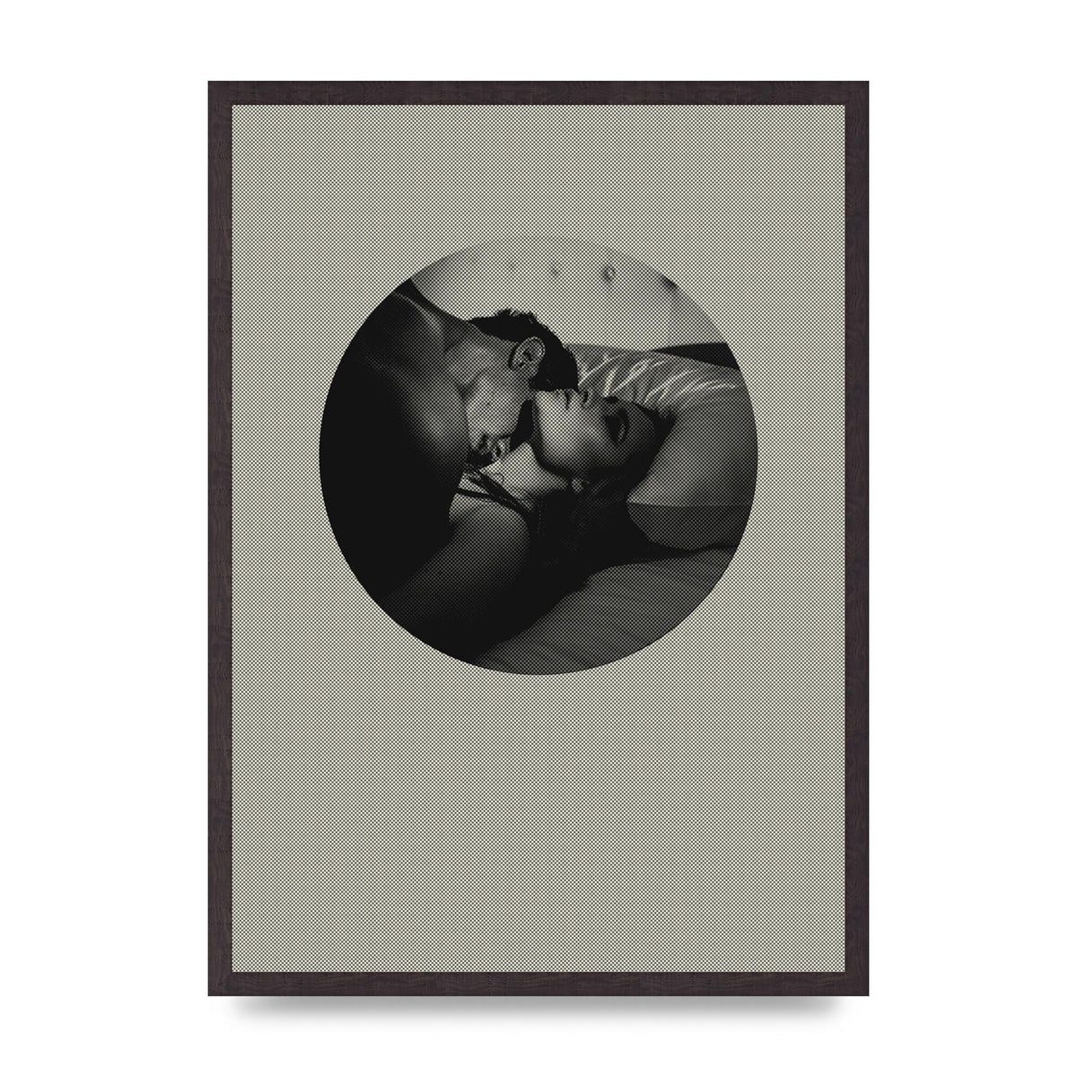 Halftone Kiss Two Printed Poster - A2 framed