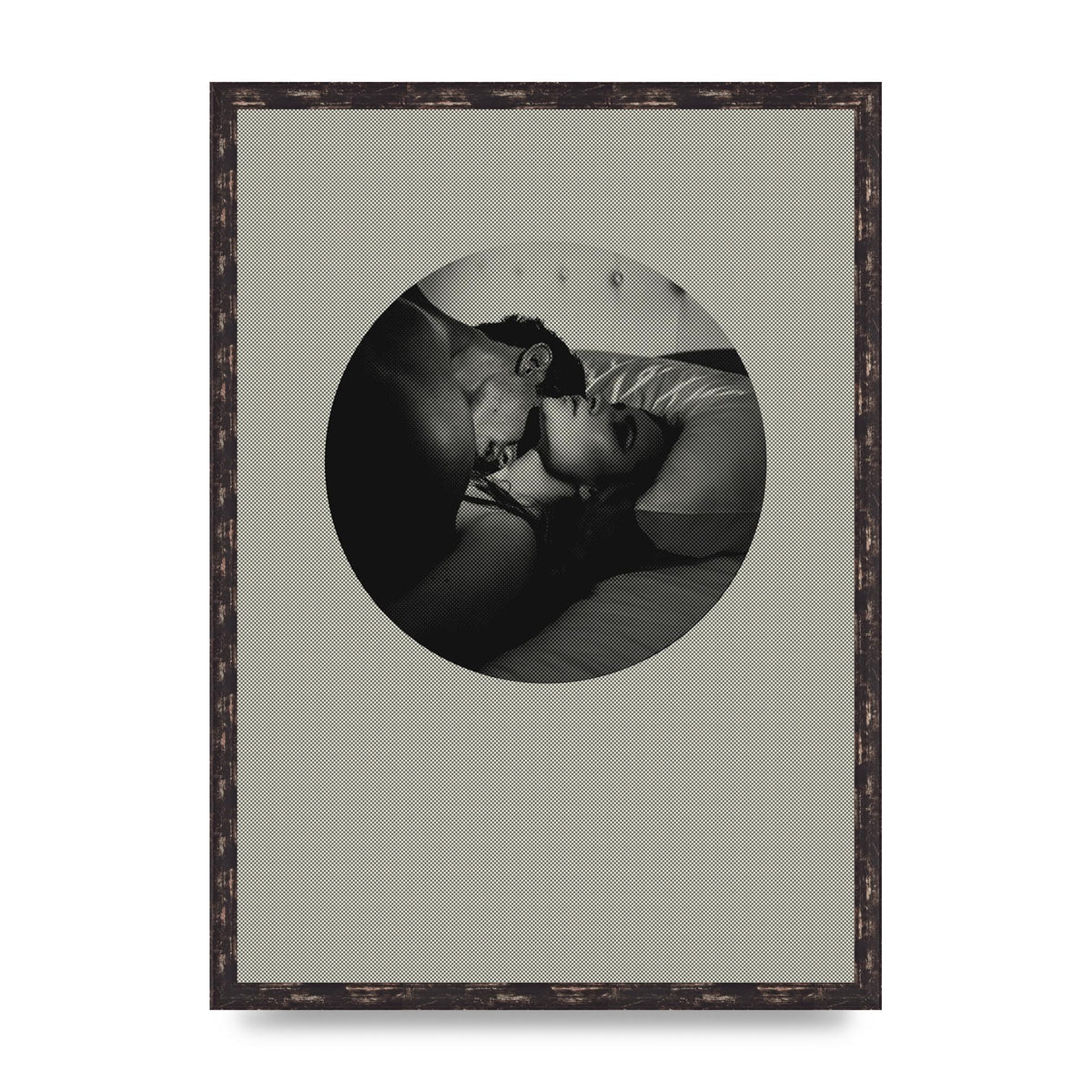 Halftone Kiss Two Printed Poster - A2 framed