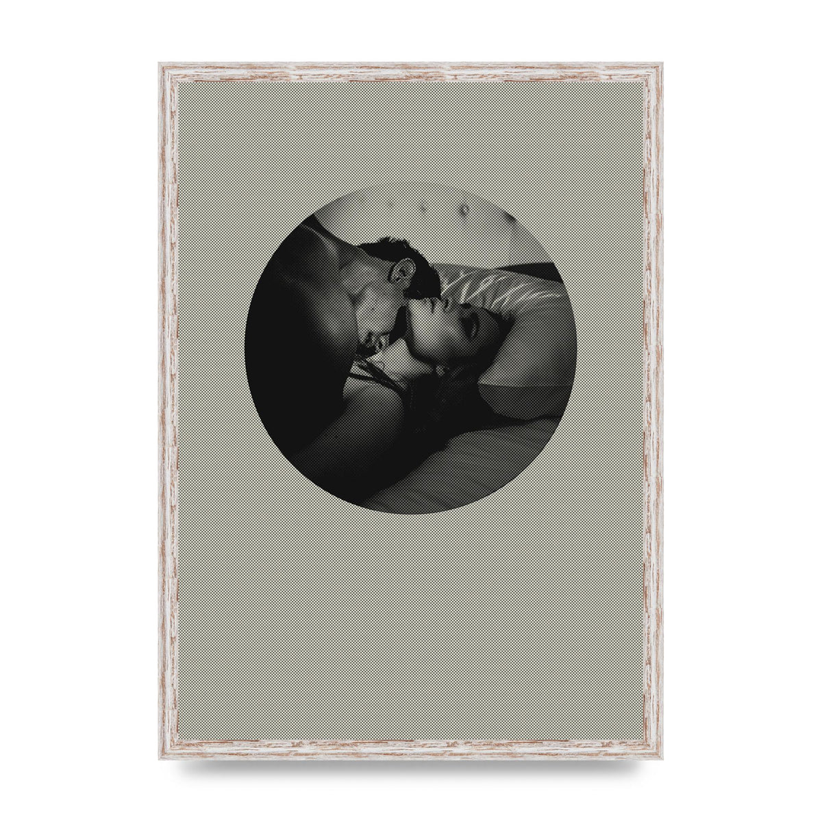 Halftone Kiss Two Printed Poster - A2 framed